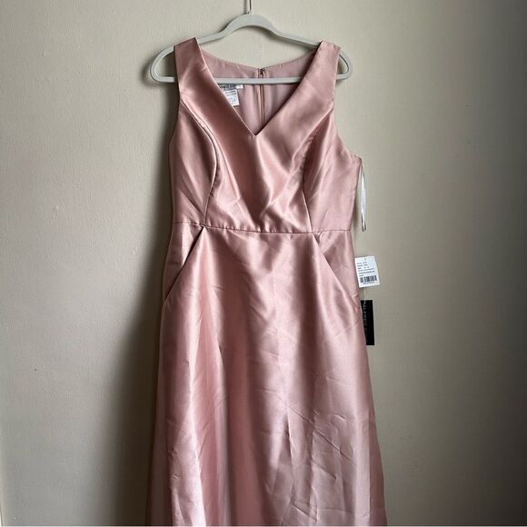 Alfred Sung satin maxi dress in toasted sugar plus size 14 d778 - Picture 3 of 8